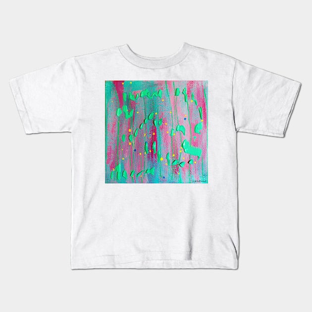 Random Green Abstract Painting Kids T-Shirt by Leslie Pino Durant